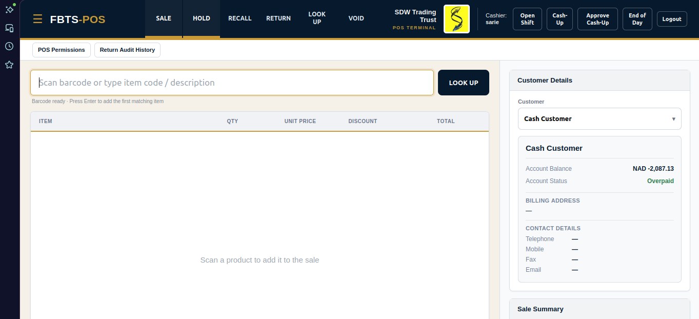 Screenshot of the FBTS POS sales interface